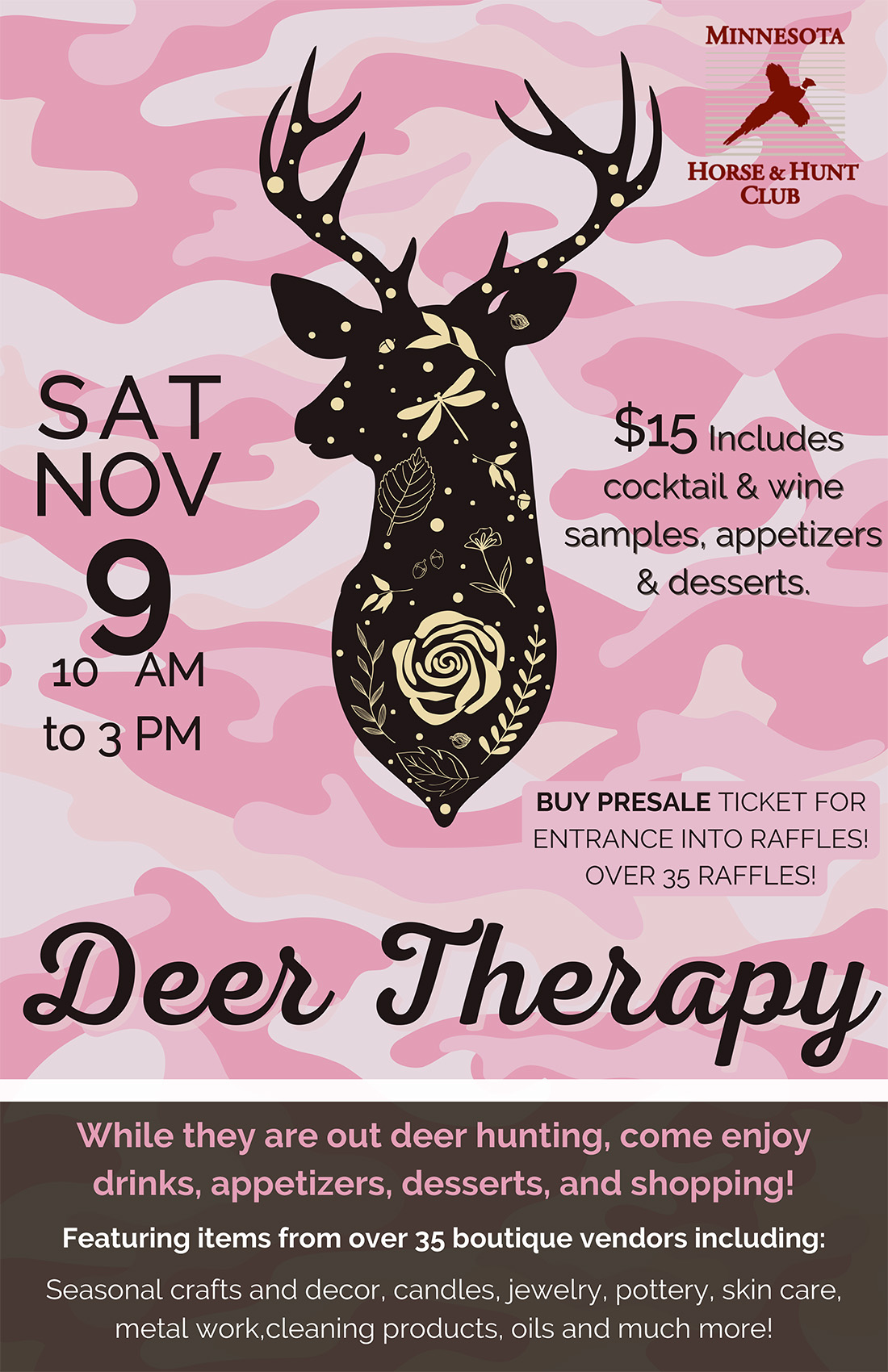 Deer Therapy; Saturday November 9th, 10am-3pm