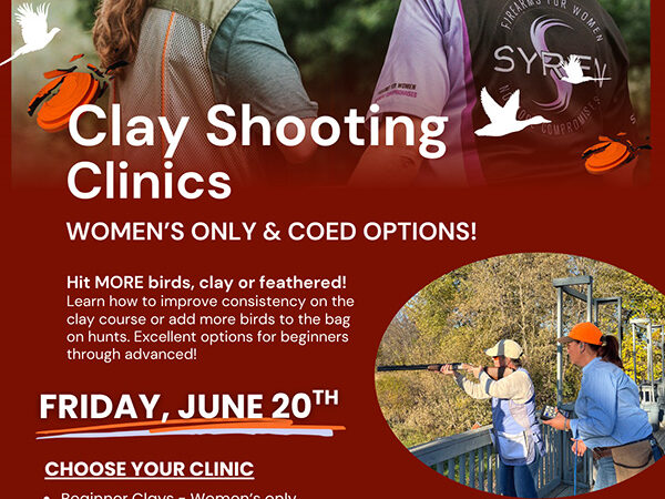 Clay Shooting Clinics, women's only and coed options.
