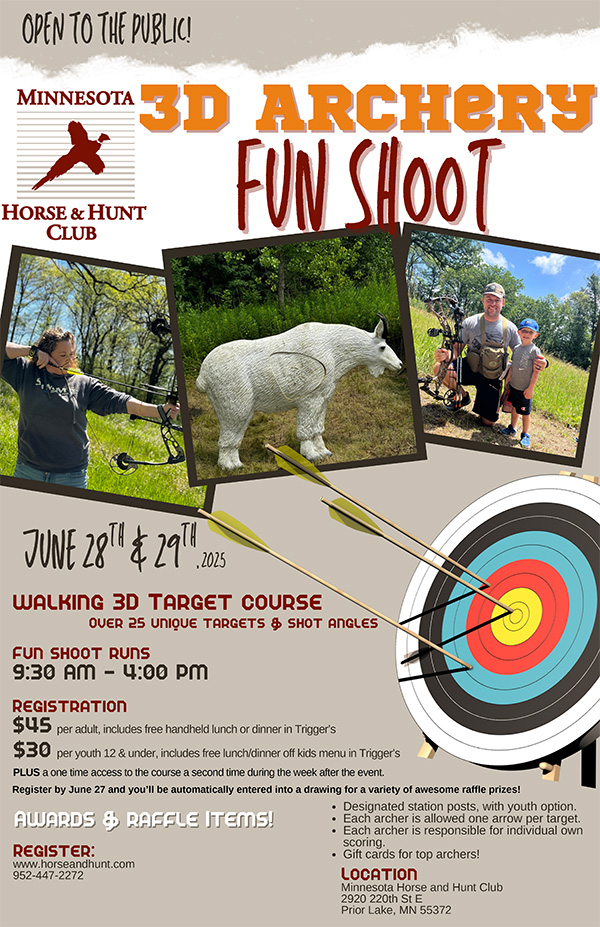 3D Archery Fun Shoot, June 28th and 29th.