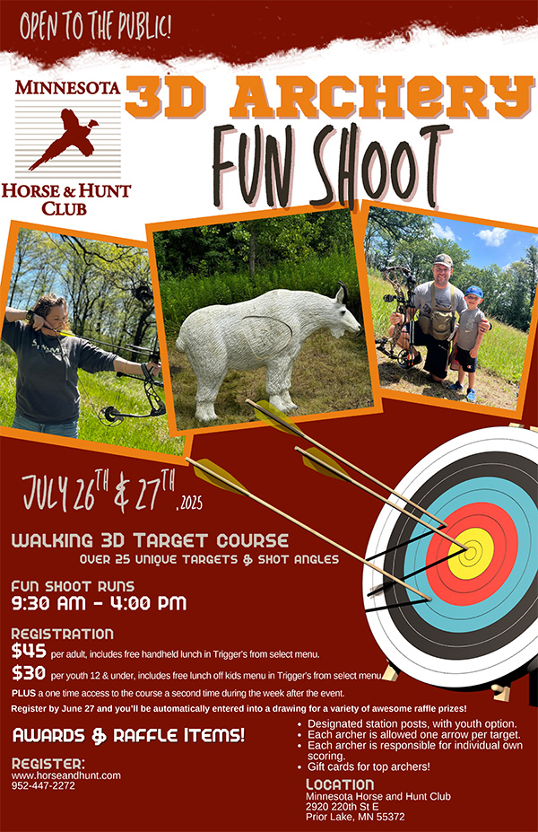 3D Archery Fun Shoot, July 26th and 27th.