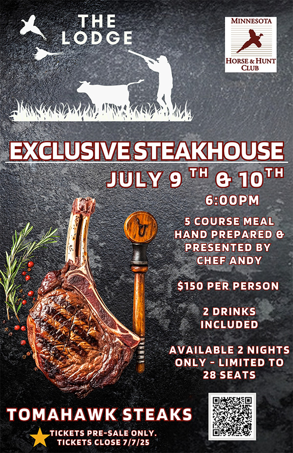 Lodge Dinners, July 9th and 10th.