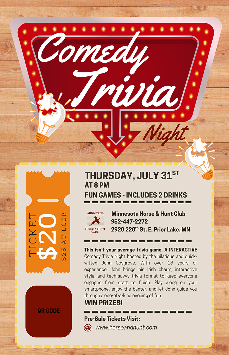 Comedy Trivia Night, July 31st.