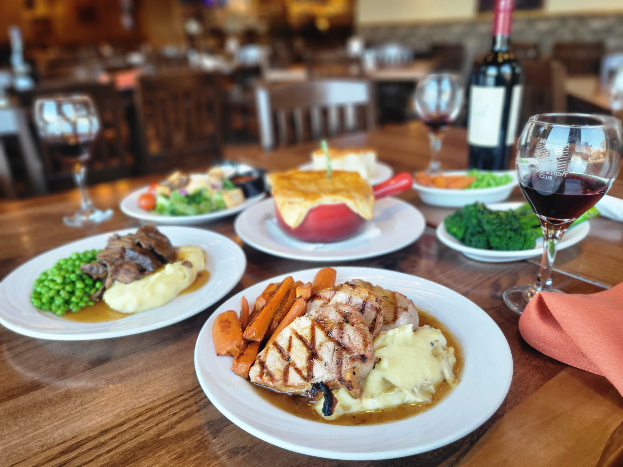 Plates with a variety of food