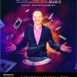 Man with magic cards swirling around him