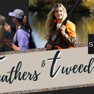 Feathers & Tweed, women clay shooting and blonde hair women holding Syren shotgun